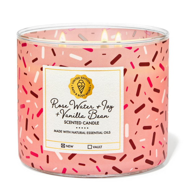 Bath & Body Works® Rose Warer + Ivy & Vanilla Bean 3-Docht-Kerze 411g