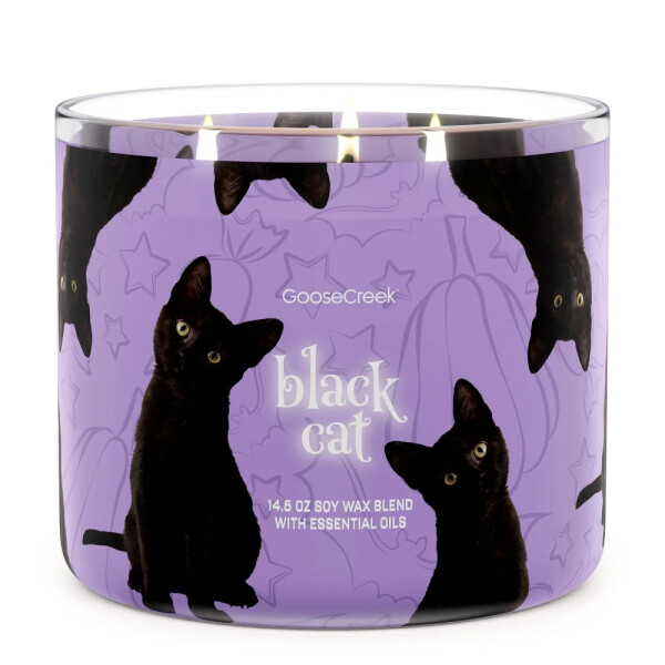 Black Cat 3-Docht-Kerze 411g Halloween Collection