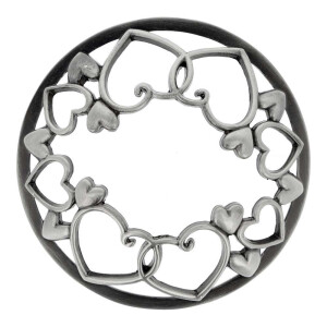 Open Hearts Brushed Silver