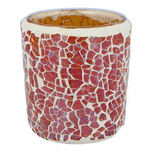 Votivkerzenhalter Mosaikglas Orange Crackle